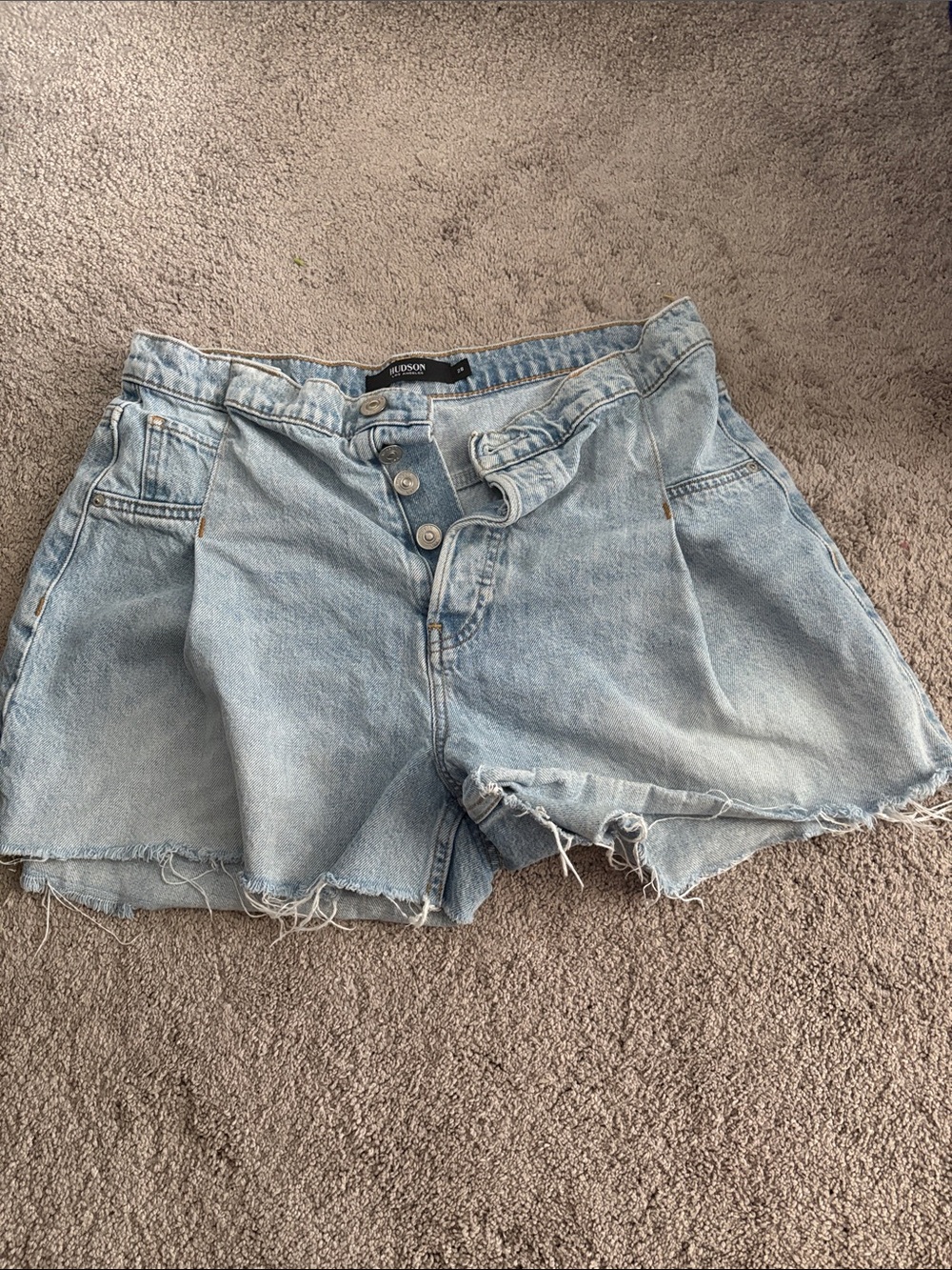 Hudson Jeans Light Blue High-Rise Button-Fly Denim Cutoff Shorts